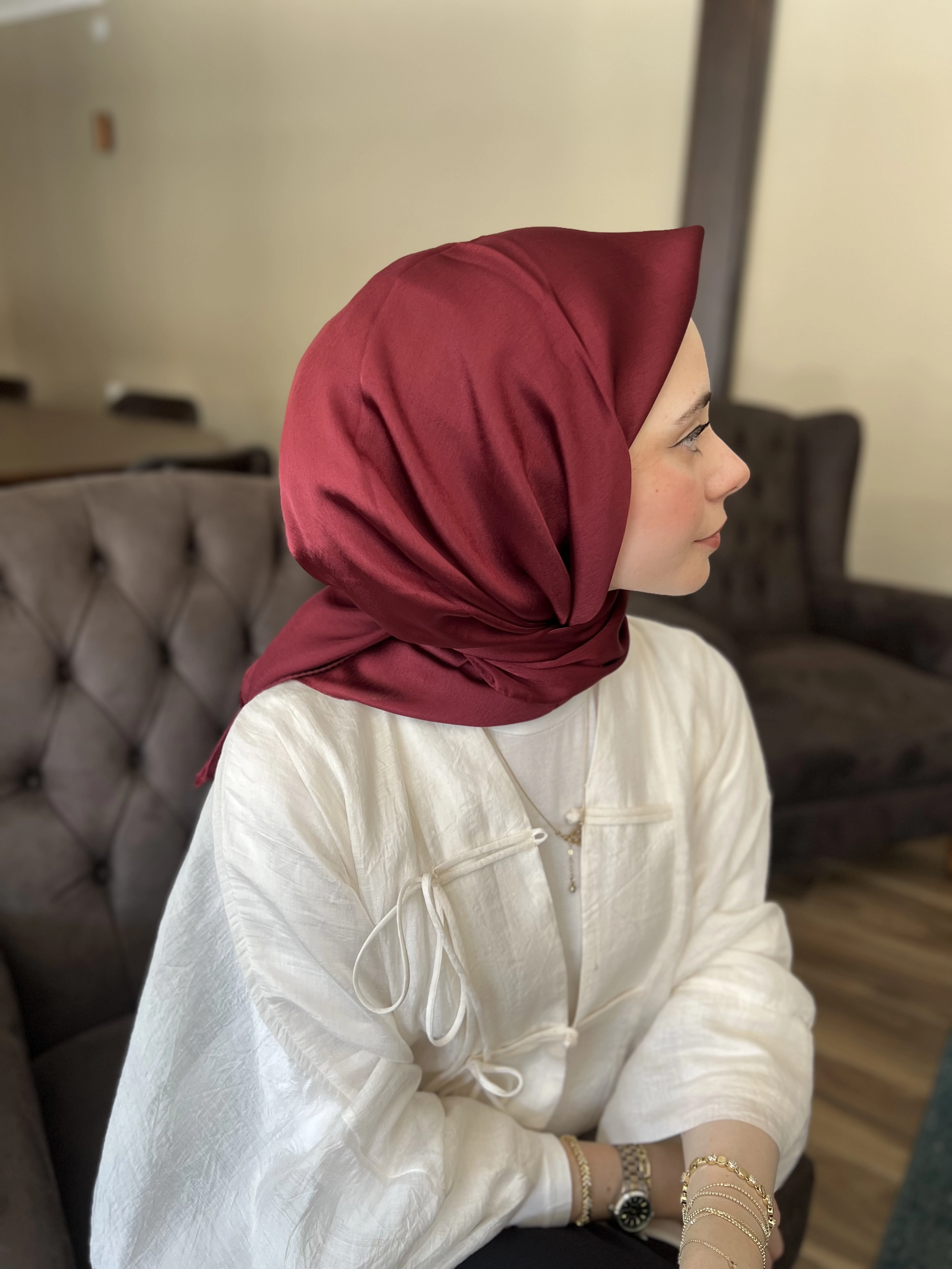 Janjan abiye eşarp bordo