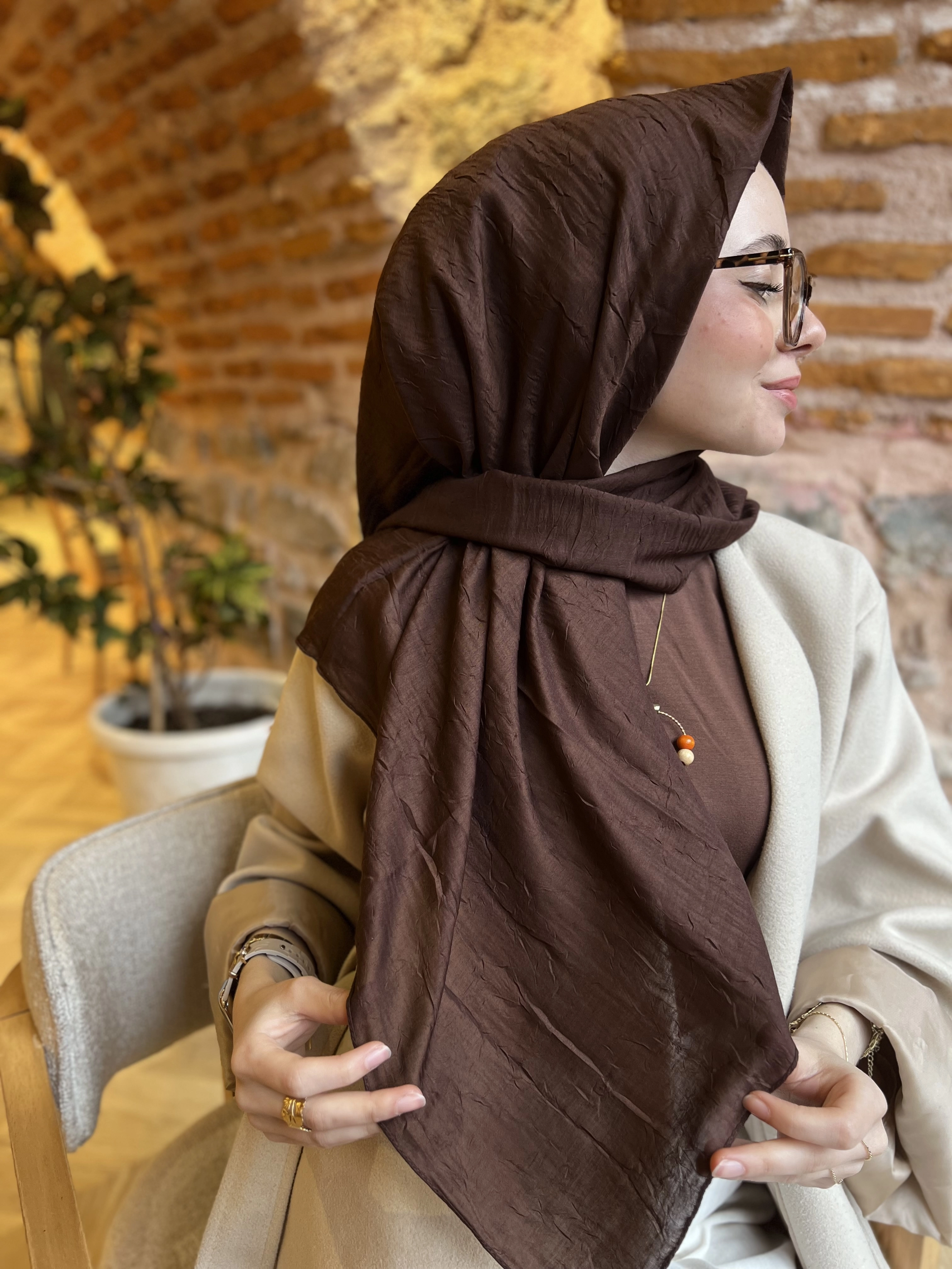 Bambu kraş eşarp ACI KAHVE