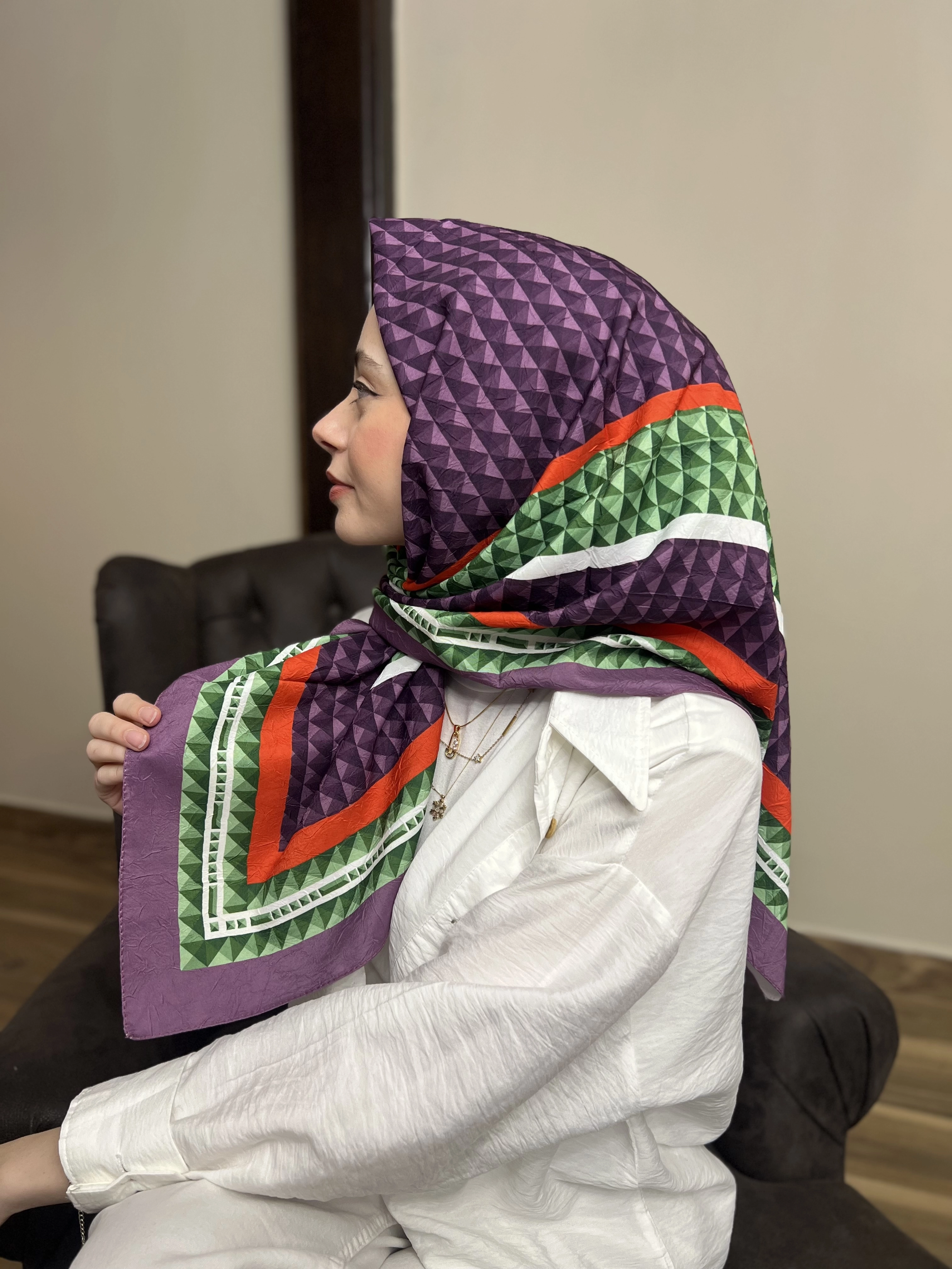 GEOMETRİK DOUBLE KREP KRAŞ EŞARP