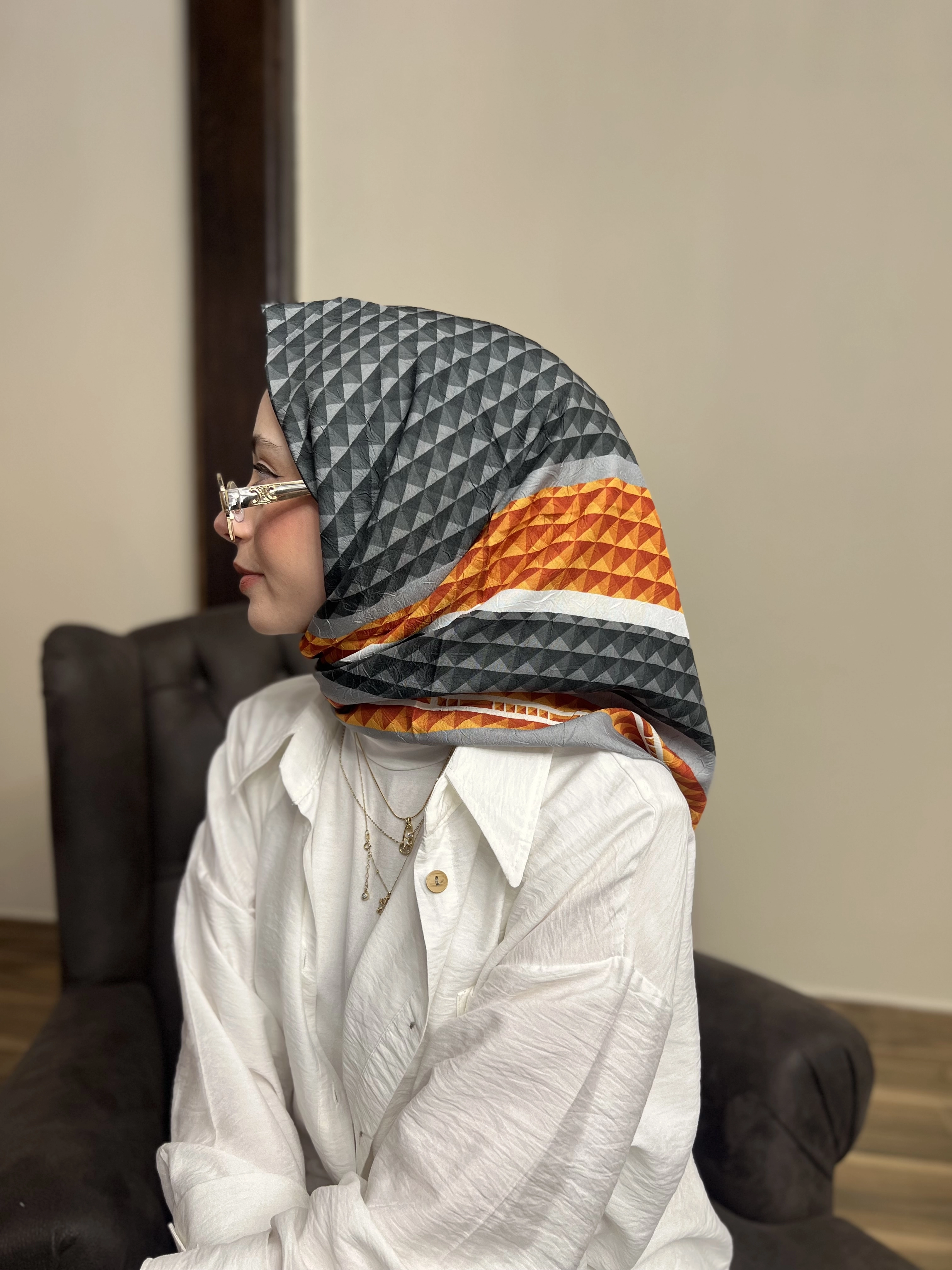 GEOMETRİK DOUBLE KREP KRAŞ EŞARP