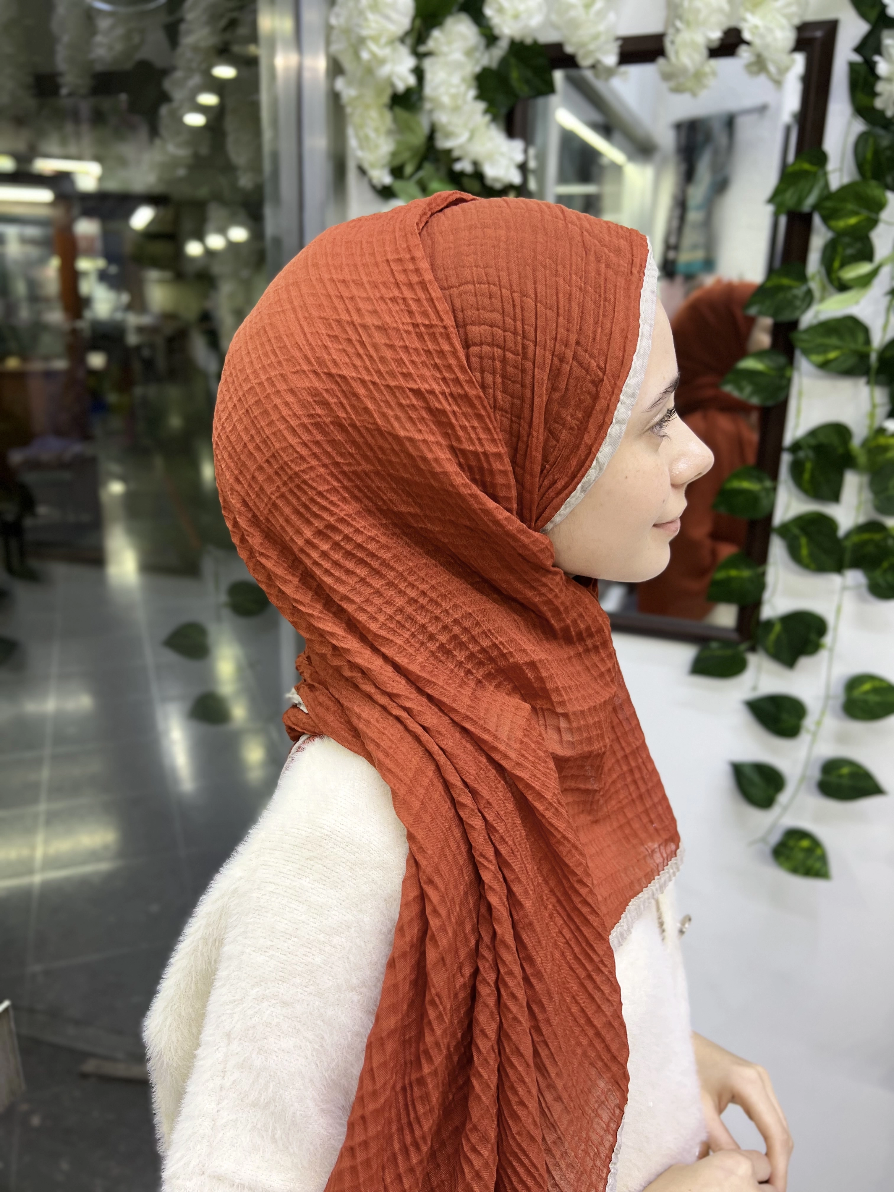 A kalite organik müslin şal
