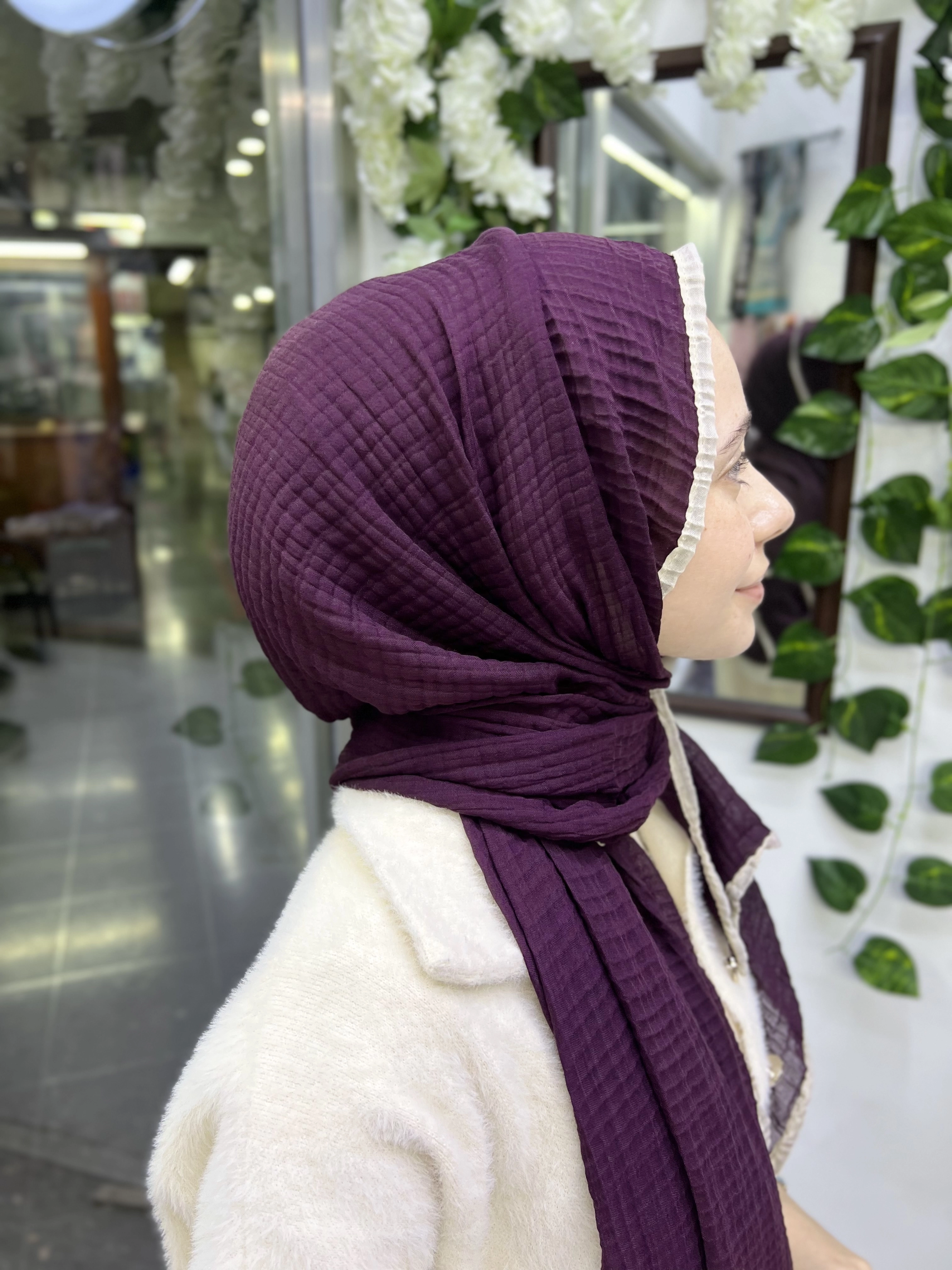 A kalite organik müslin şal