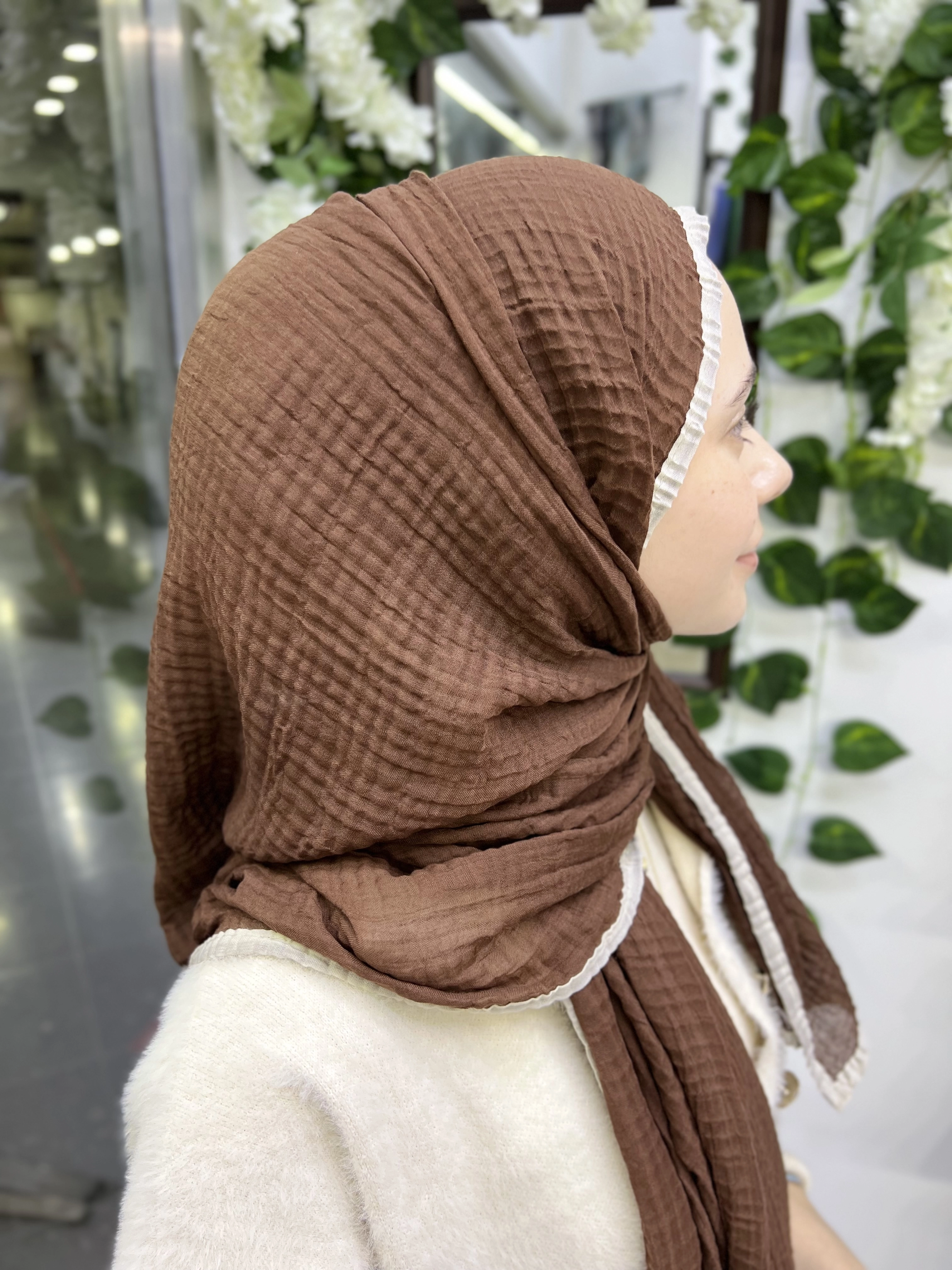 A kalite organik müslin şal