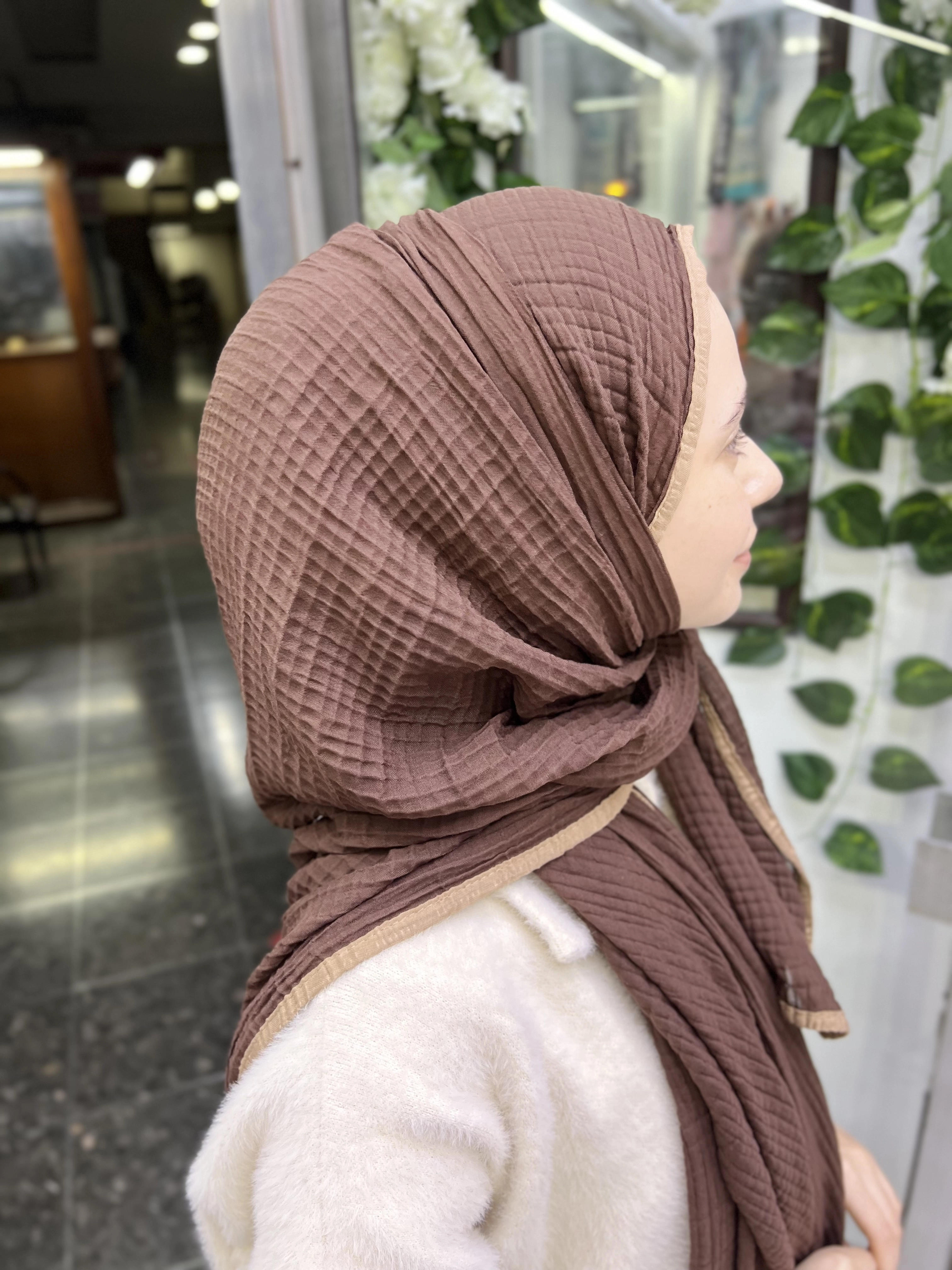 A kalite organik müslin şal