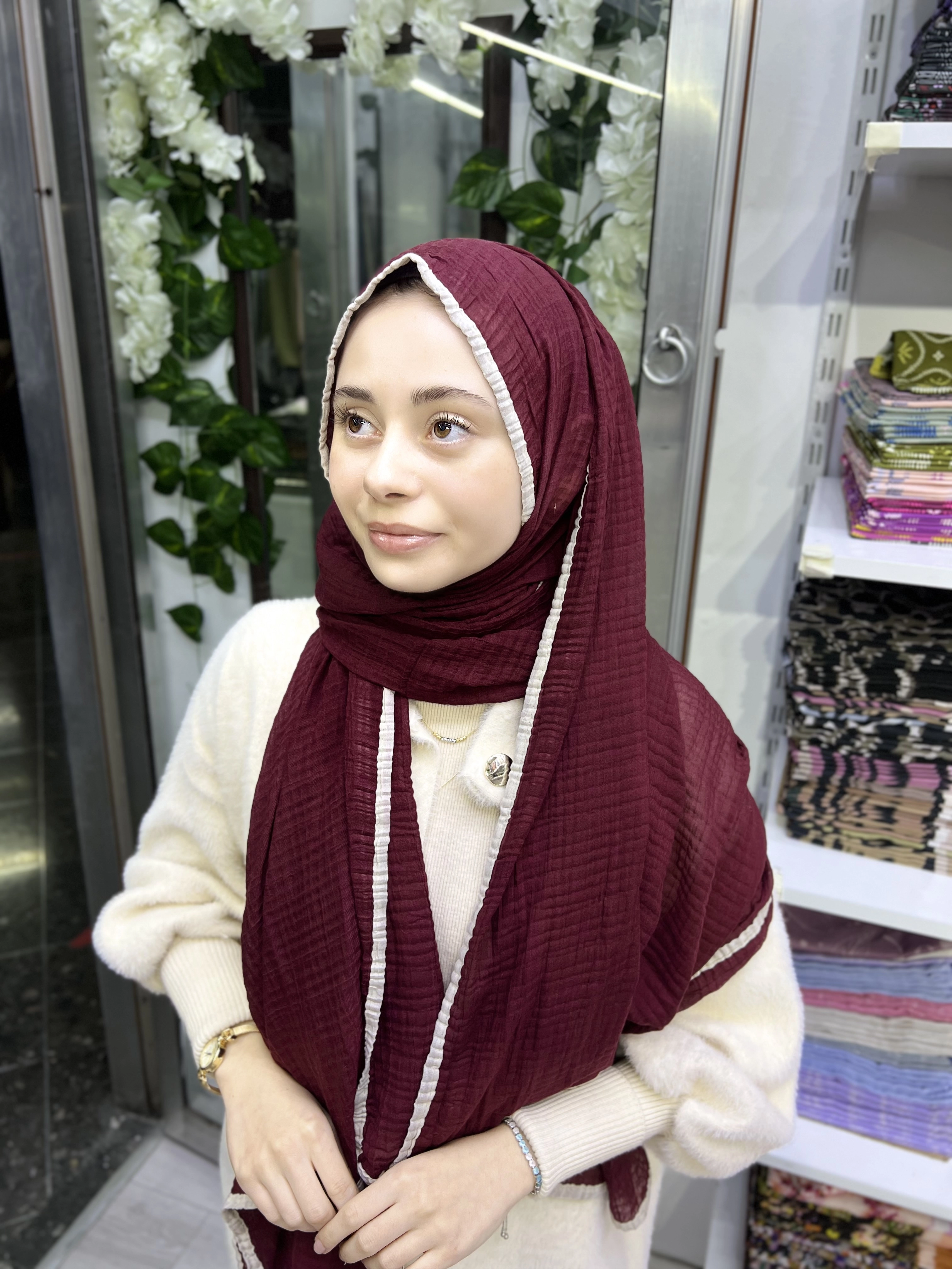 A kalite organik müslin şal