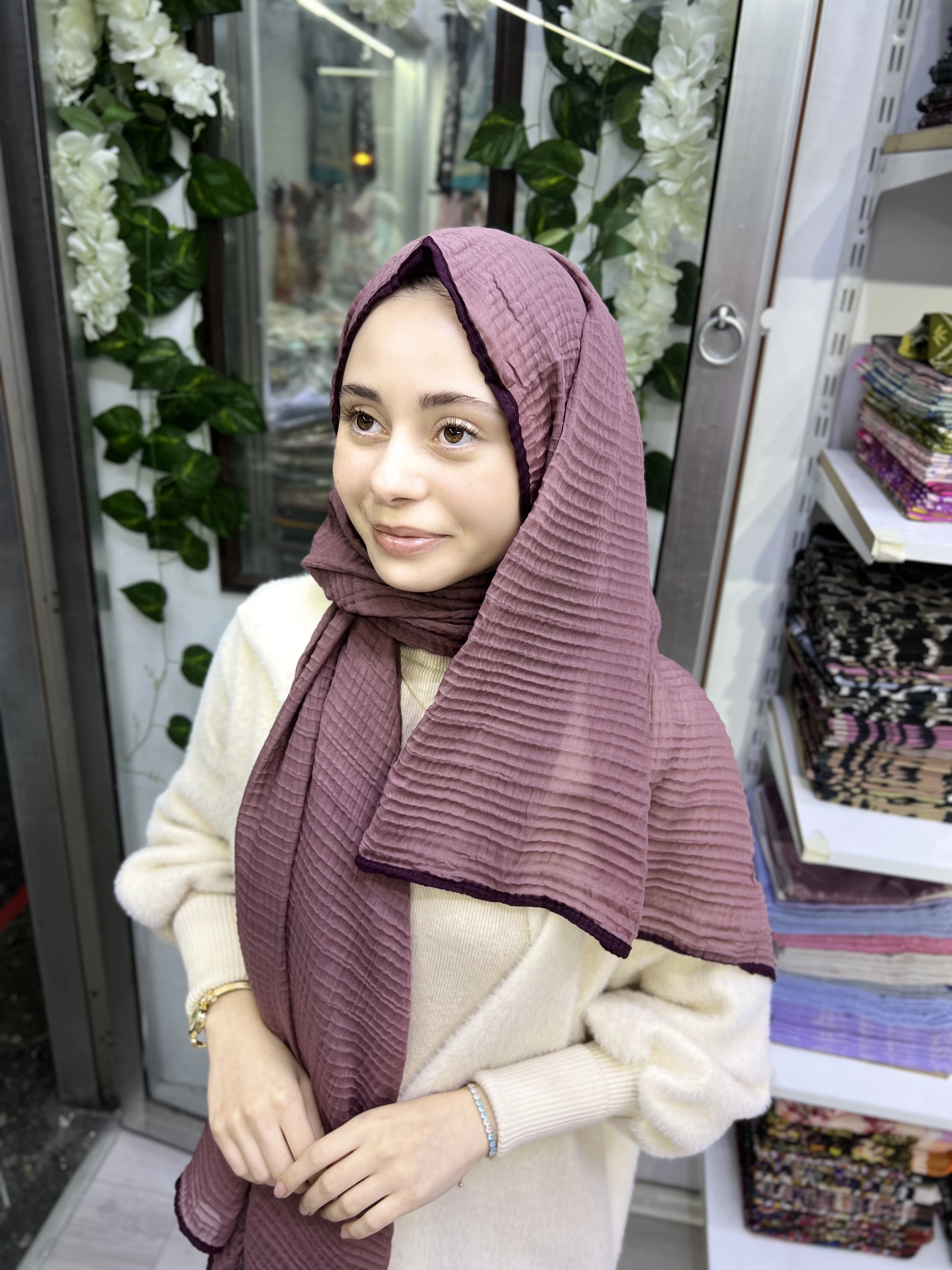 A kalite organik müslin şal