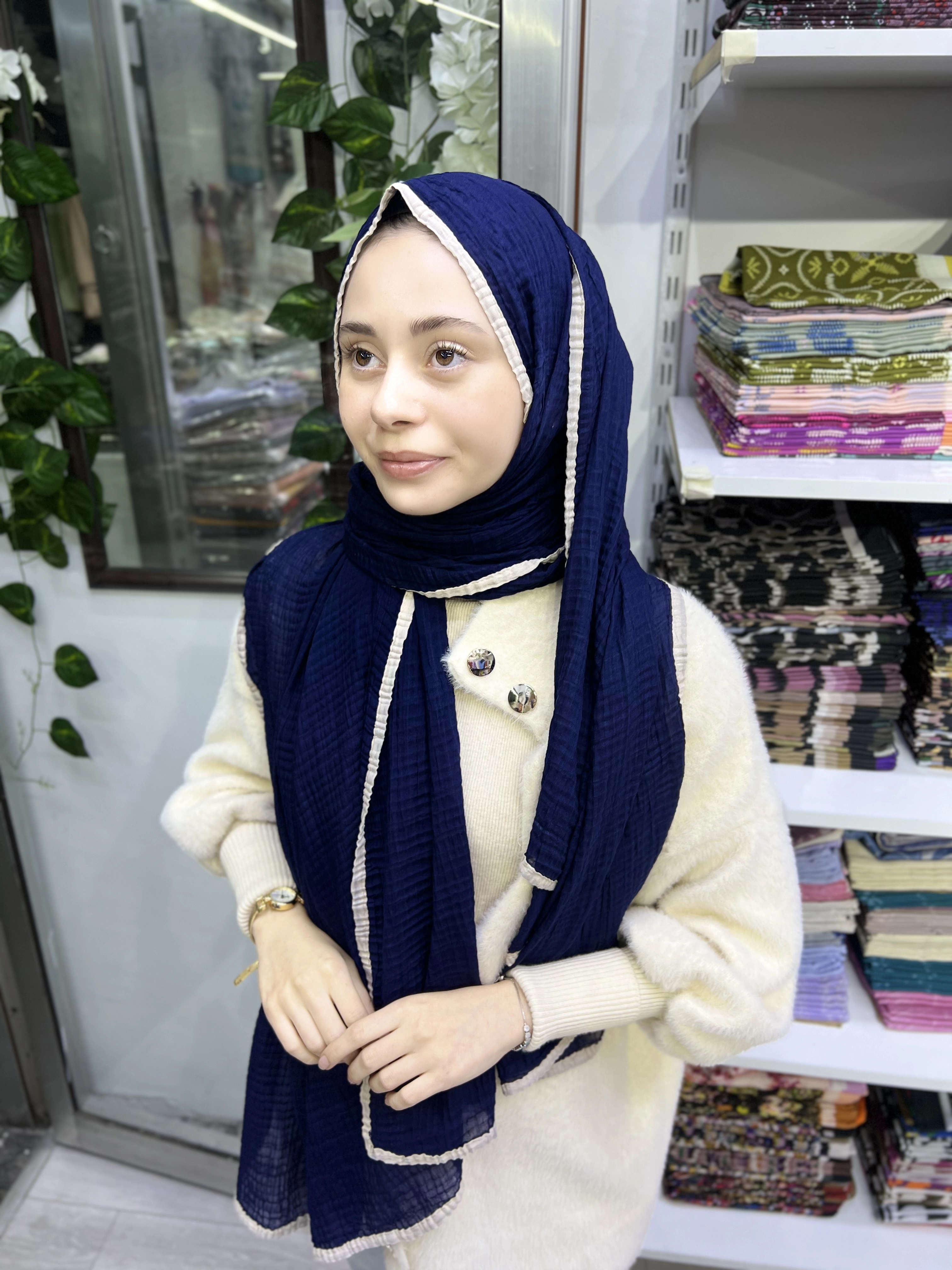 A kalite organik müslin şal