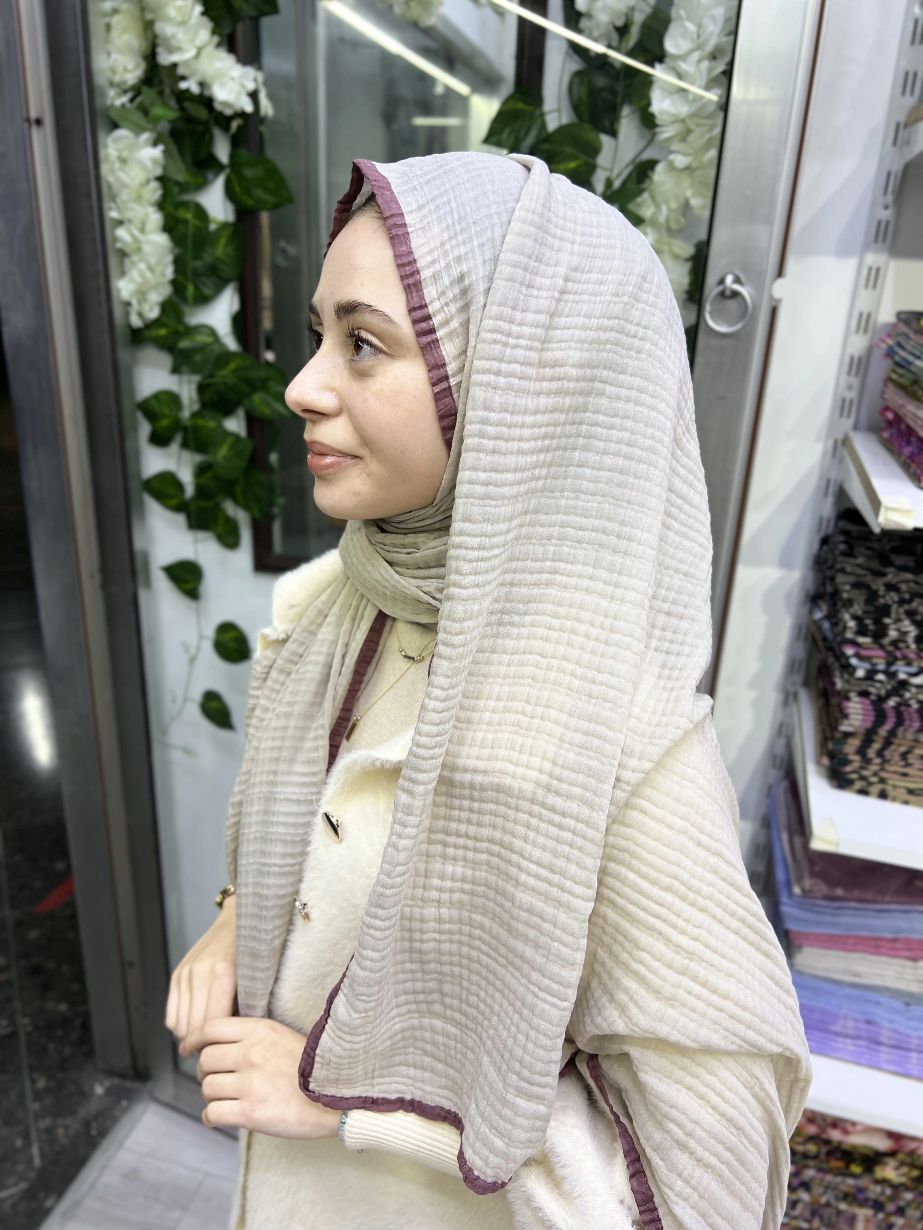 A kalite organik müslin şal