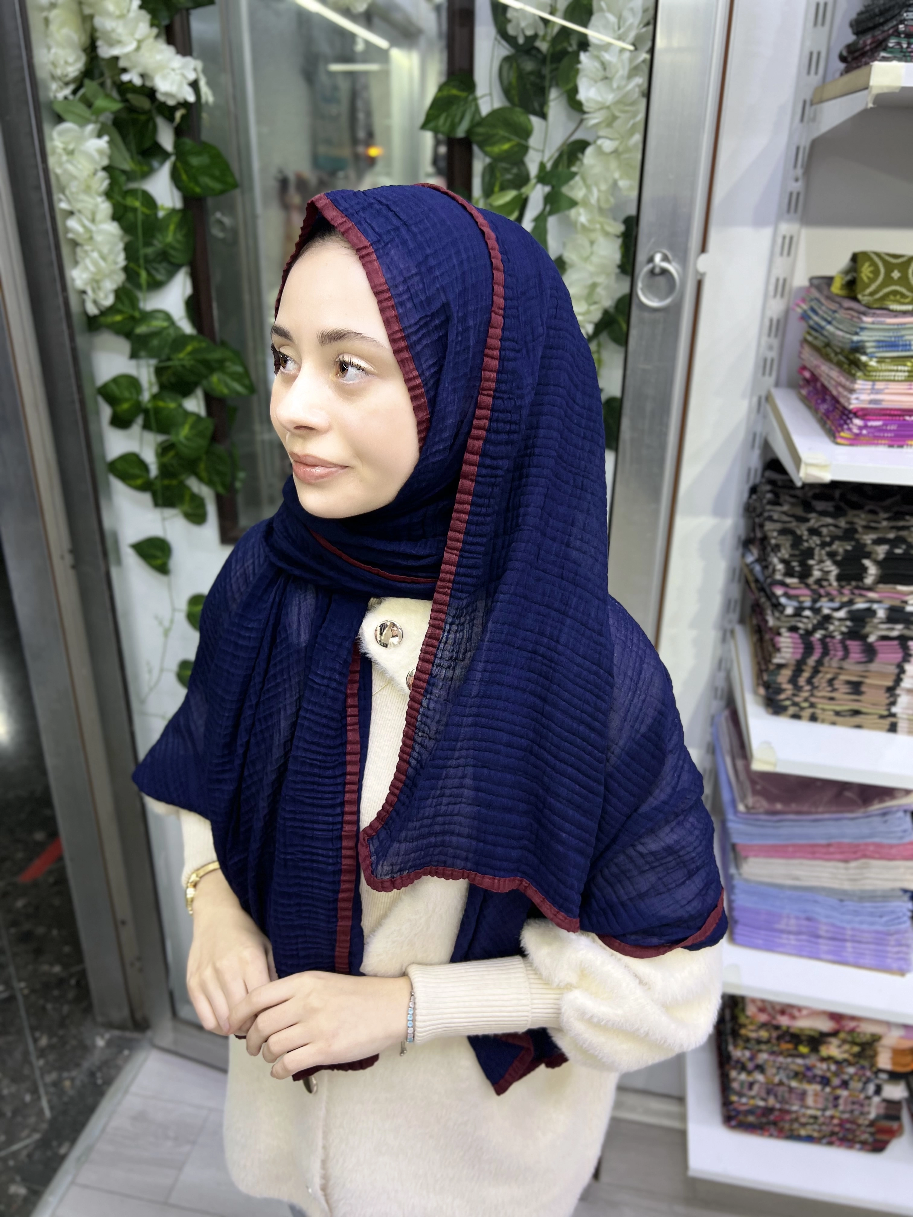 A kalite organik müslin şal