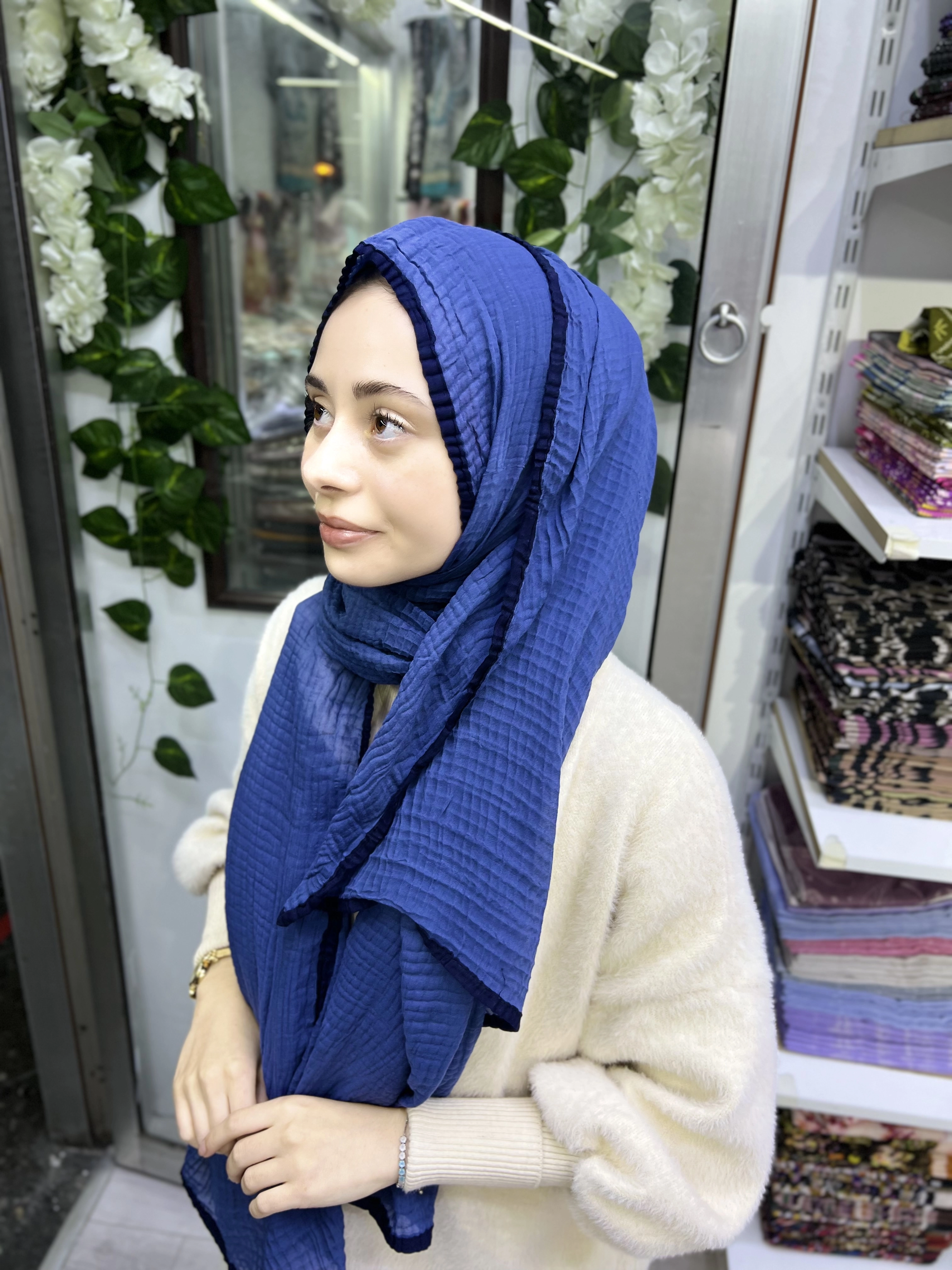 A kalite organik müslin şal