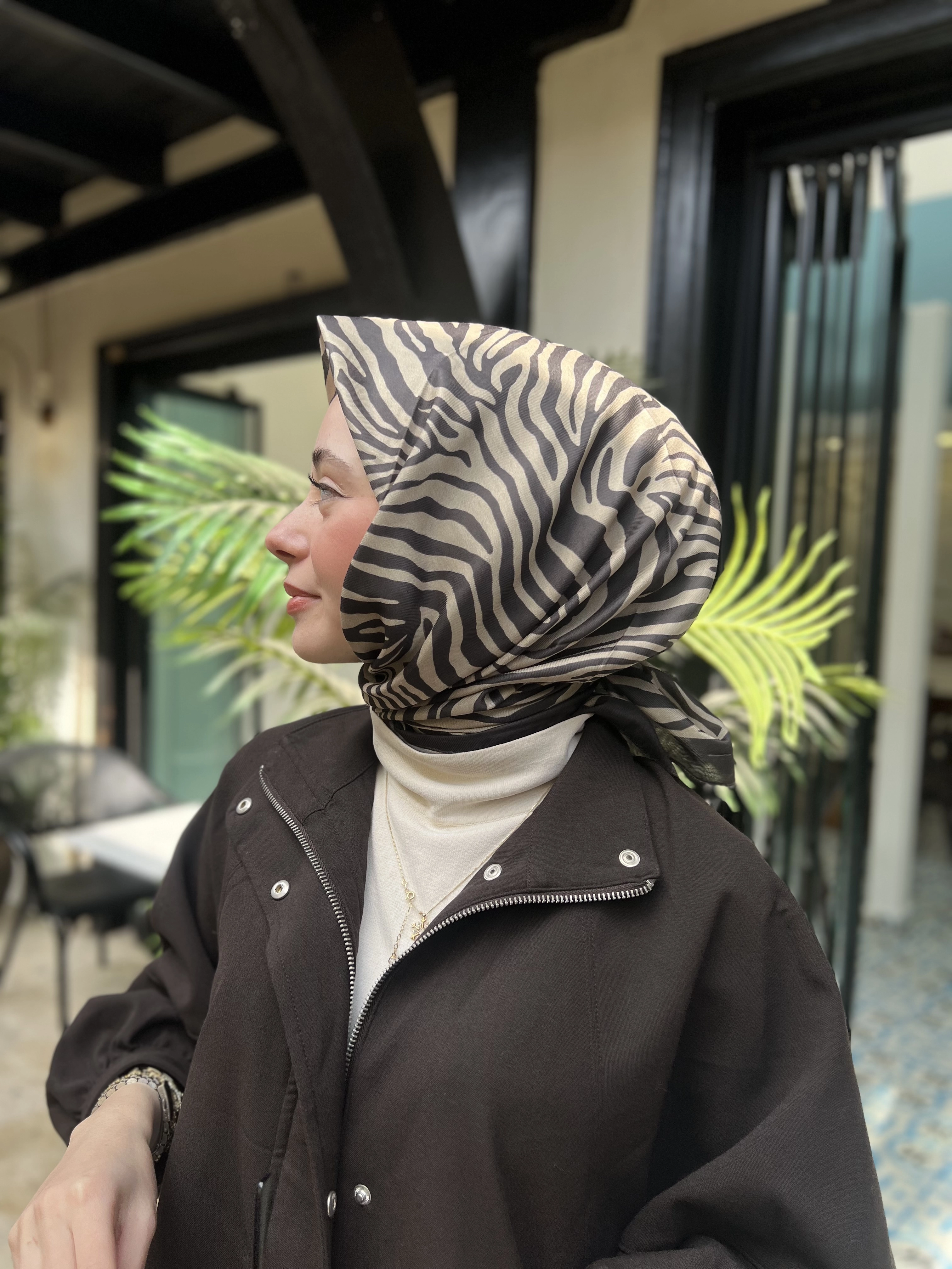 Zebra desen soft eşarp