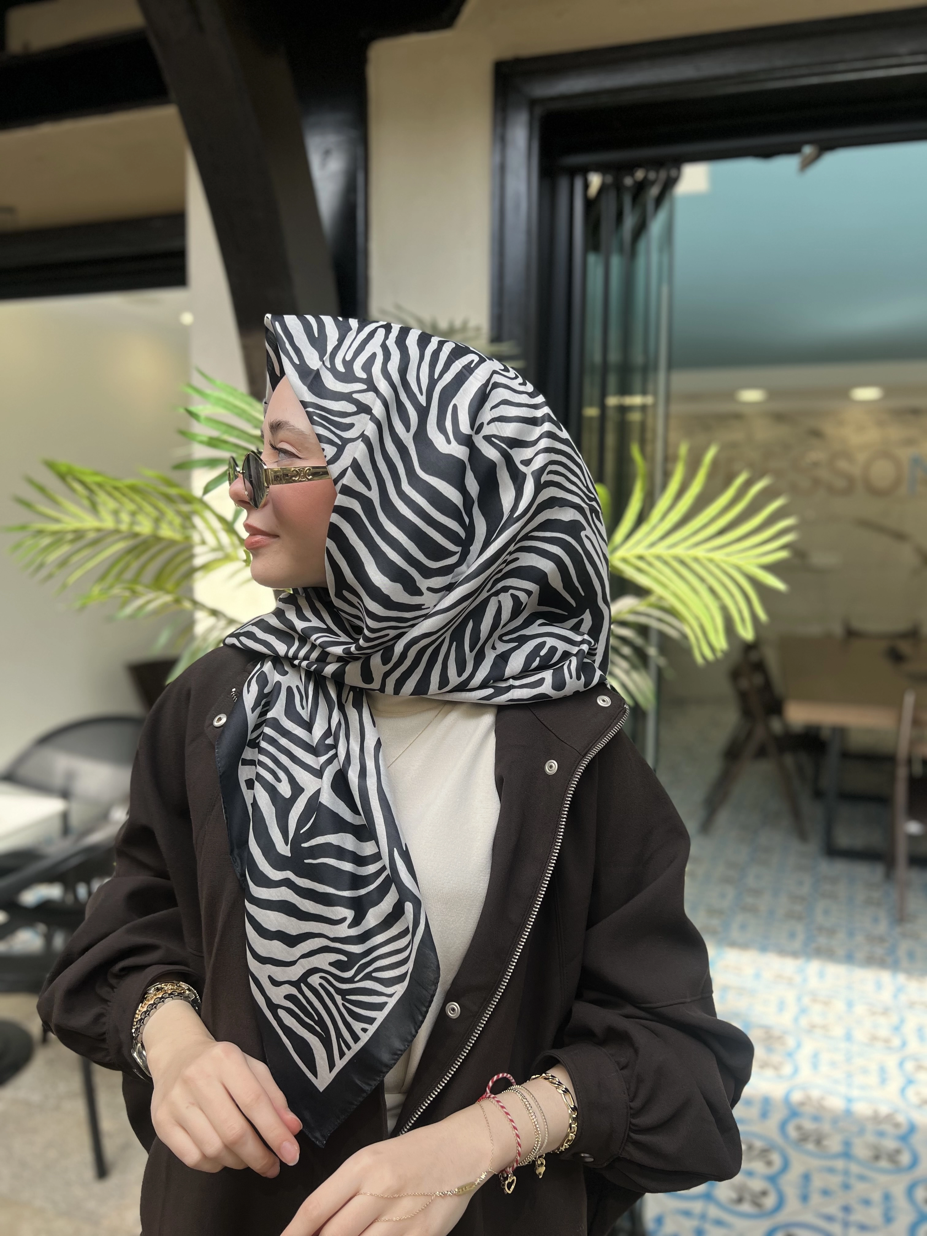 Zebra desen soft eşarp