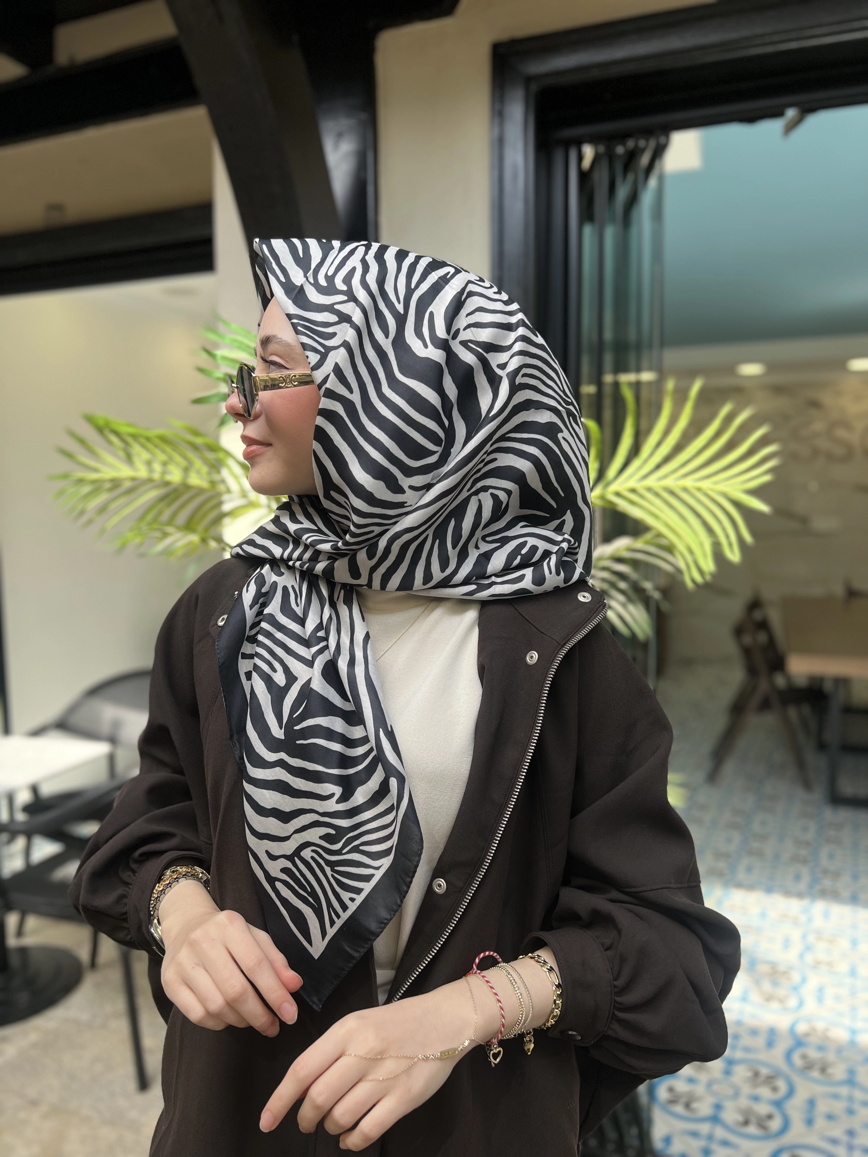 Zebra desen soft eşarp