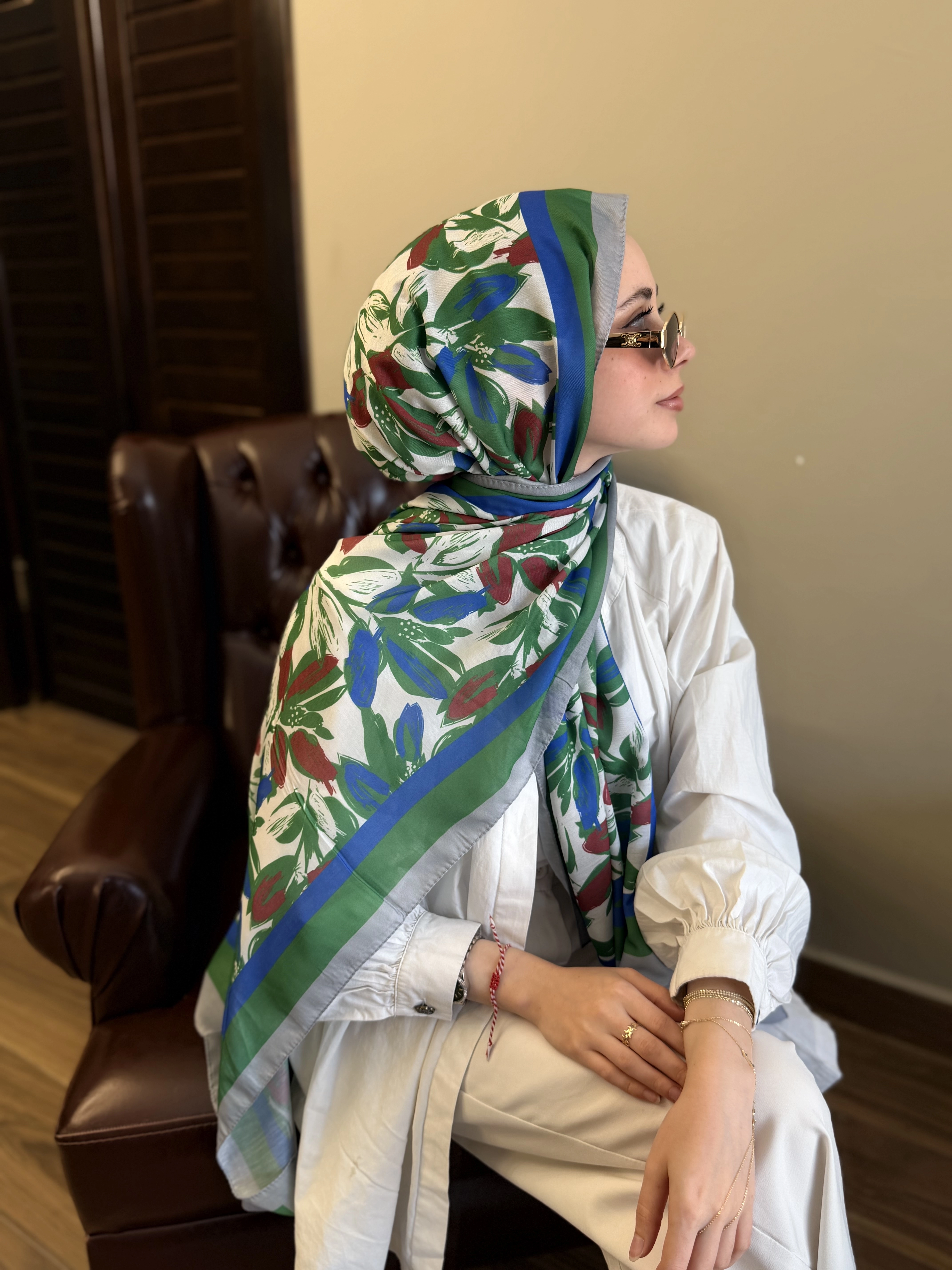 Yaprak desen soft şal 